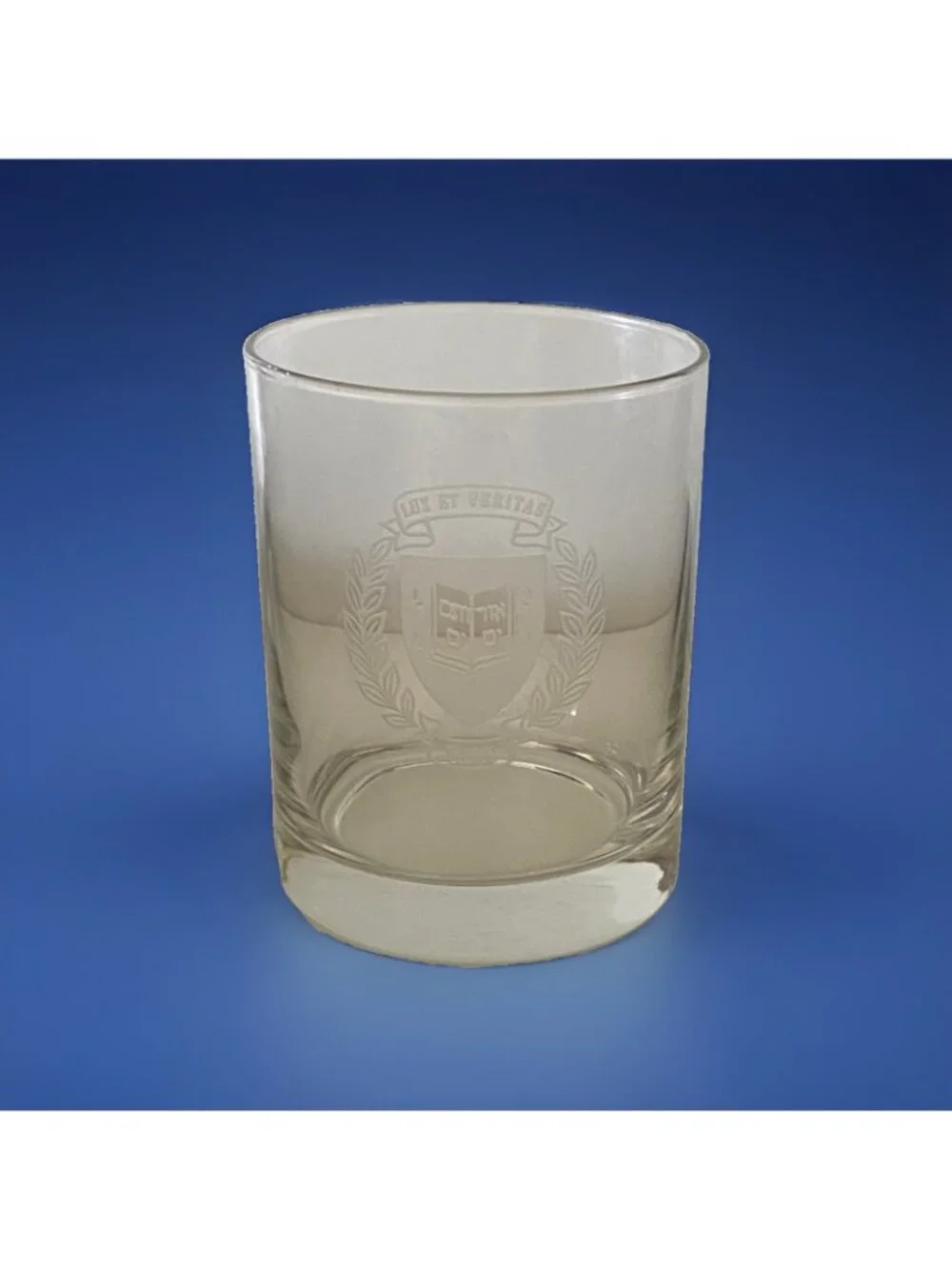 Yale University Etched Lowball Tumbler Glass - Lux et Veritas Crest Replacement
